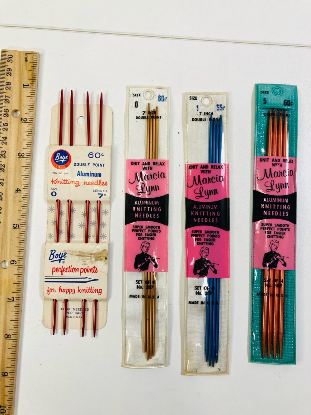 4 Sets New Vintage Boye Double Pointed Metal Knitting Needles 7” Length
